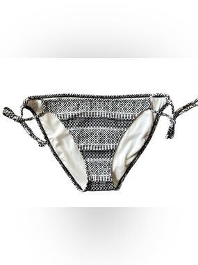 Victoria’s Secret Bow Bikini Bottom NWOT Black White Geometric Side Tie M